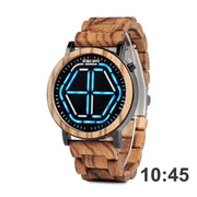luminous wooden LED watch, view 6 - MRSLM