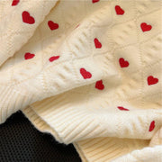 Women's heart cable-knit pullover sweater, view 9 - MRSLM