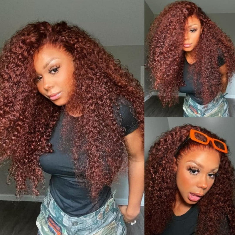 Long curly front lace brown wig, view 5 - MRSLM