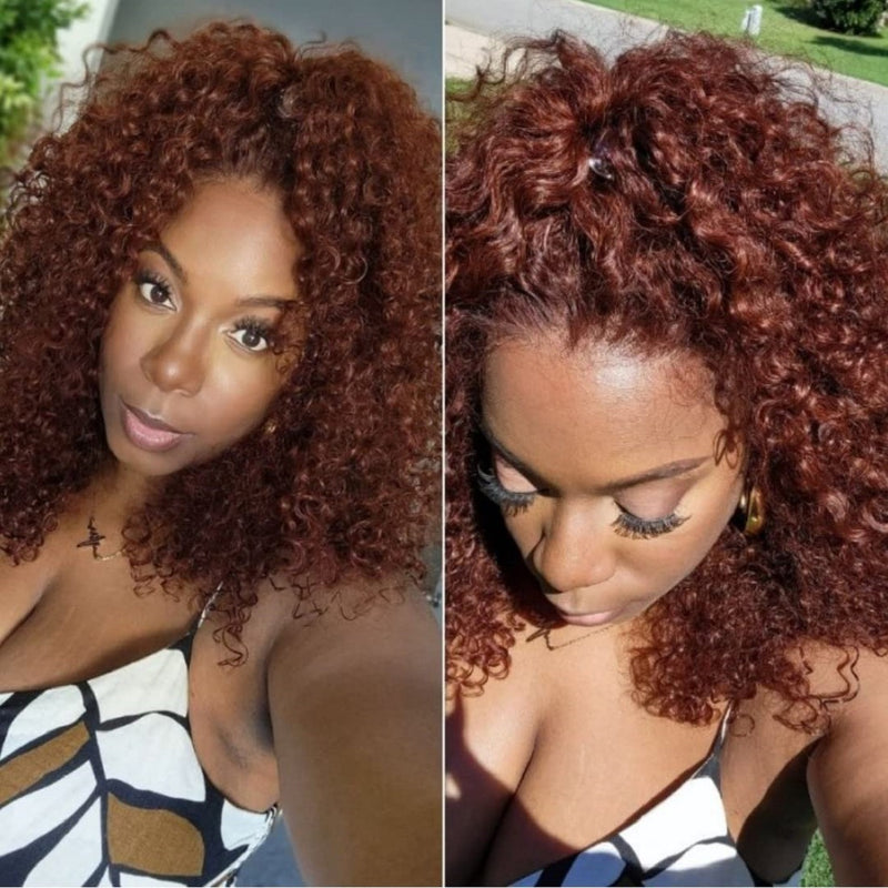 Long curly front lace brown wig, view 7 - MRSLM