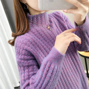 Women's cable knit turtleneck sweater, view 4 - MRSLM
