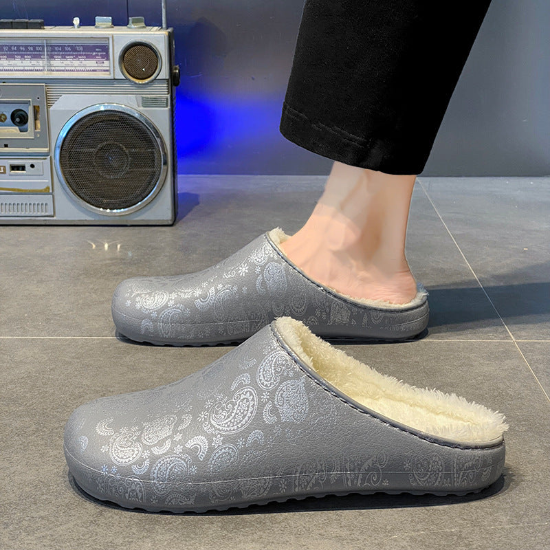 men's winter fleece-lined indoor slippers, view 10 - MRSLM