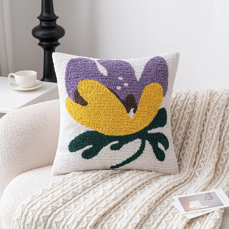 modern geometric tufted embroidered cushion cover, view 6 - MRSLM