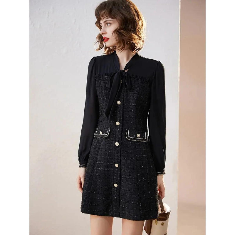 elegant bow lace-up a-line dress, view 4 - MRSLM