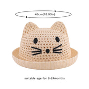 baby straw hat with cat ears, view 10 - MRSLM
