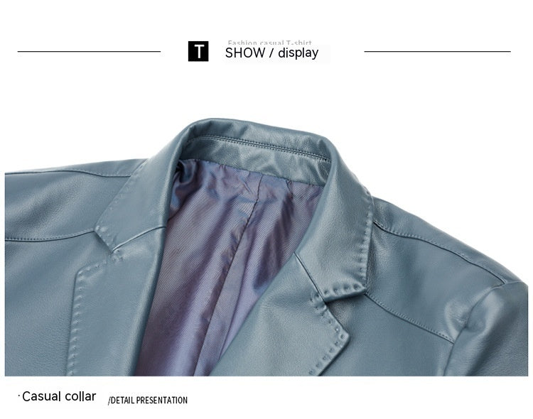 sheepskin suit collar leather jacket, view 7 - MRSLM