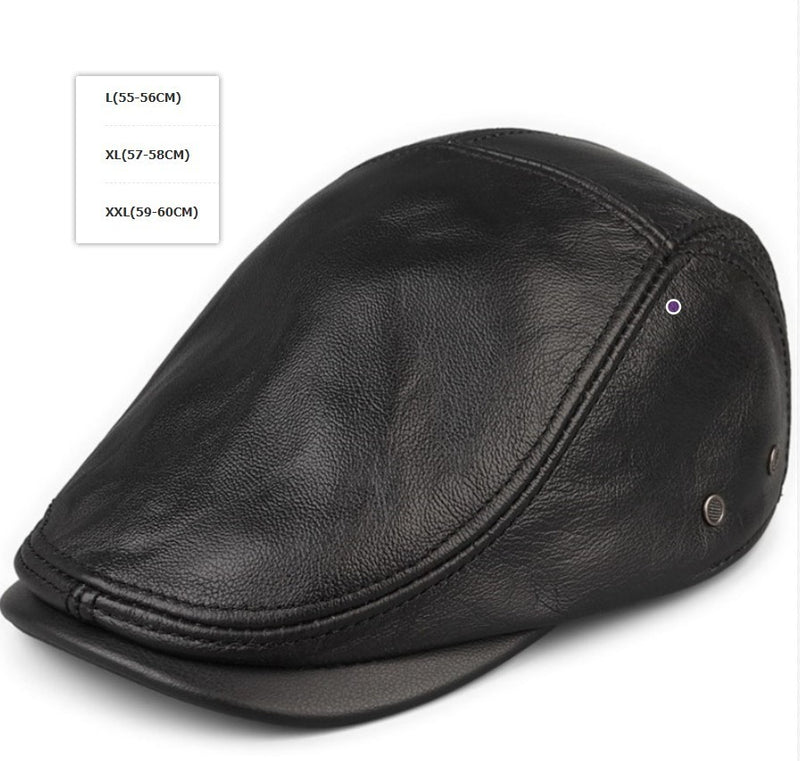 men's cowhide leather hat black, view 7 - MRSLM