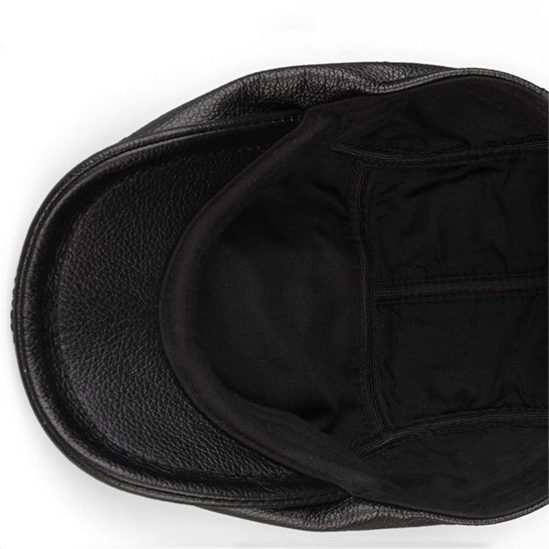 men's cowhide leather hat black, view 8 - MRSLM
