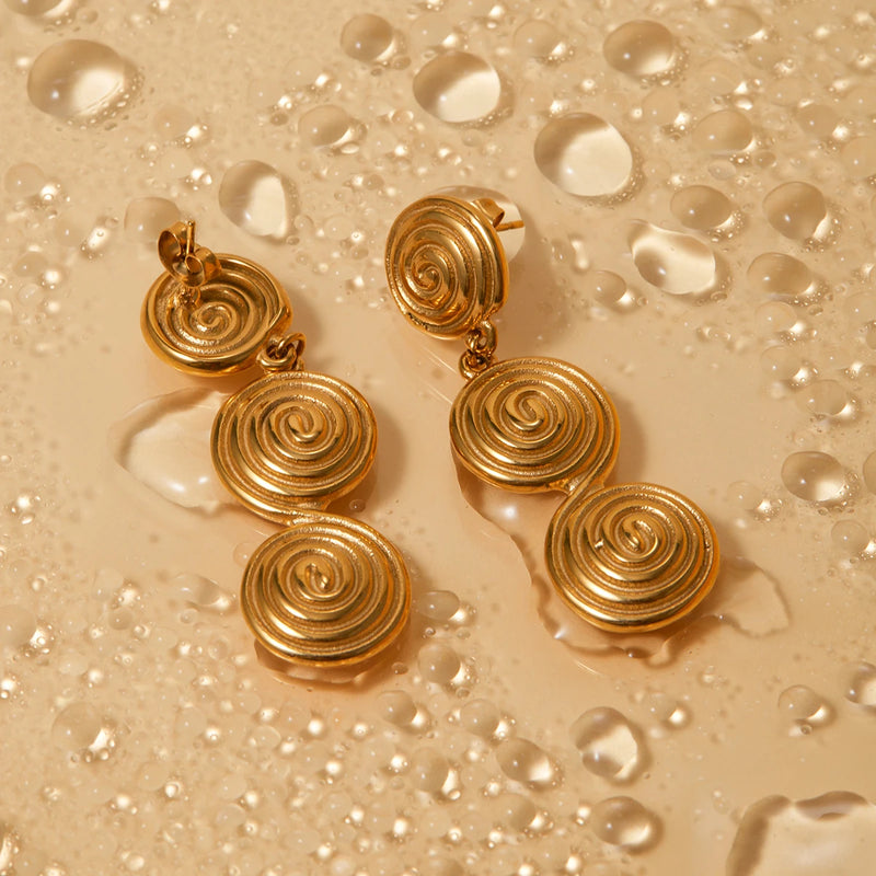 gold plated pendant earrings, view 6 - MRSLM