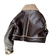Women's cropped faux shearling trim jacket, view 2 - MRSLM