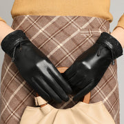 women's sheepskin warm cycling gloves, view 7 - MRSLM