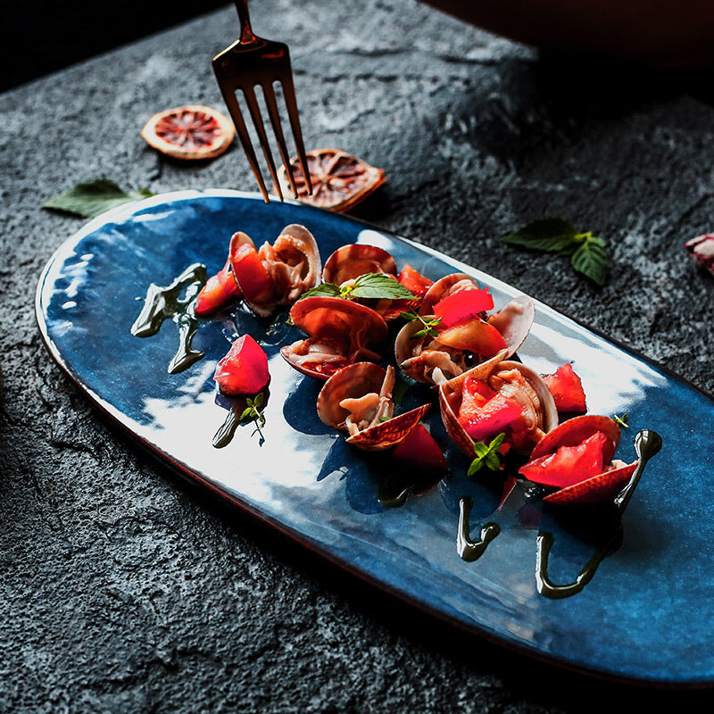 oval ceramic sushi sashimi plate, view 5 - MRSLM