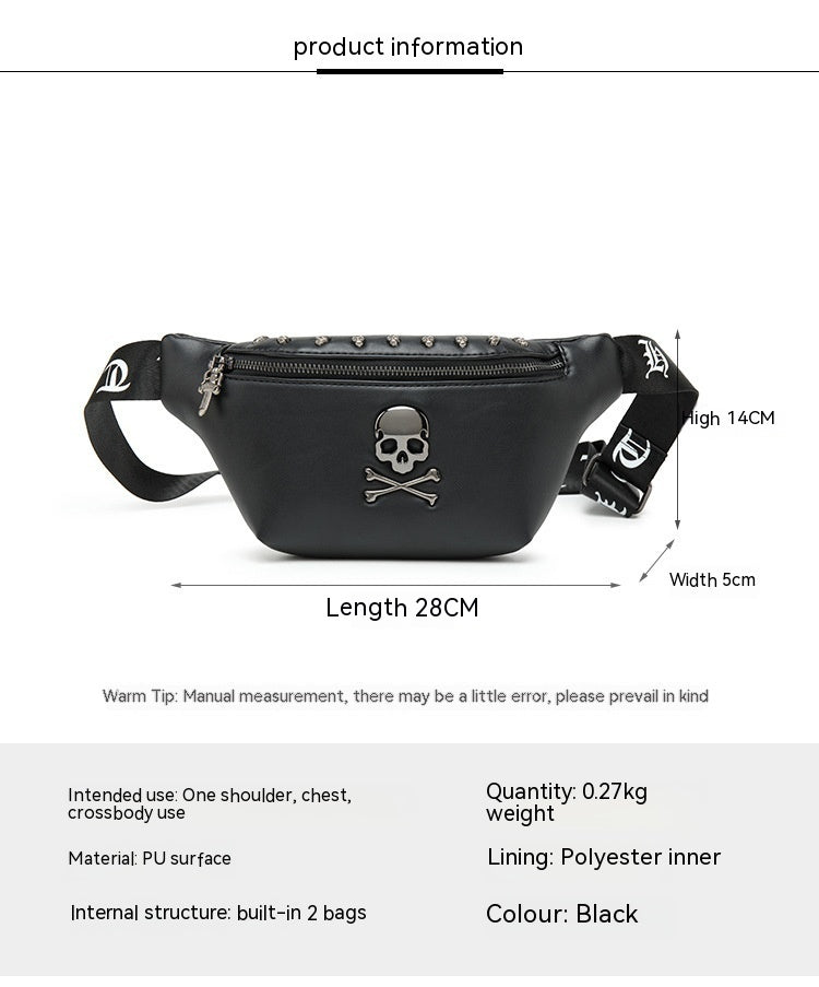 men's street rivet crossbody bag, view 6 - MRSLM