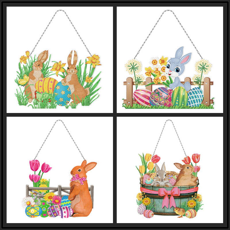 easter bunny diamond painting hanging ring, view 4 - MRSLM