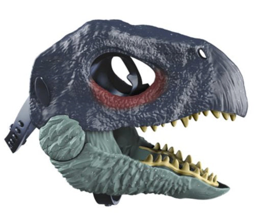 blue latex dinosaur head mask, view 9 - MRSLM