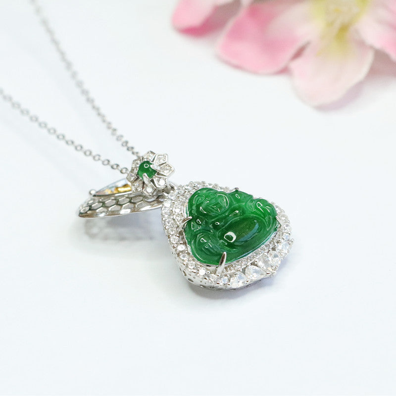 silver inlaid jade pendant - MRSLM