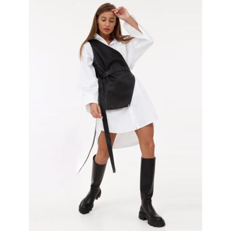 casual pu leather black lace-up vest, view 7 - MRSLM