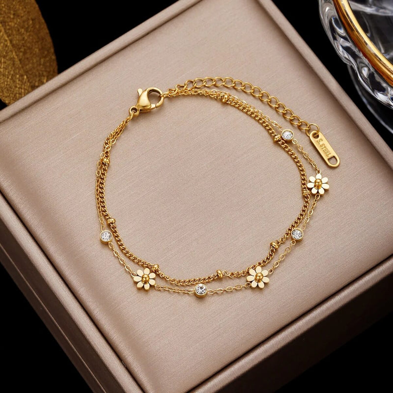 daisy flower charm bracelet, view 4 - MRSLM