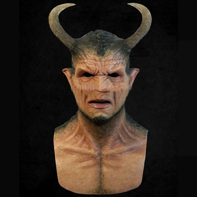 Full head red devil latex mask, view 5 - MRSLM