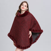 Women's knit cape shawl with batwing sleeves, view 4 - MRSLM