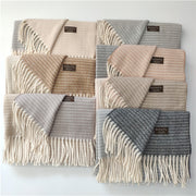 Tie-dye faux cashmere tassel scarf, view 3 - MRSLM