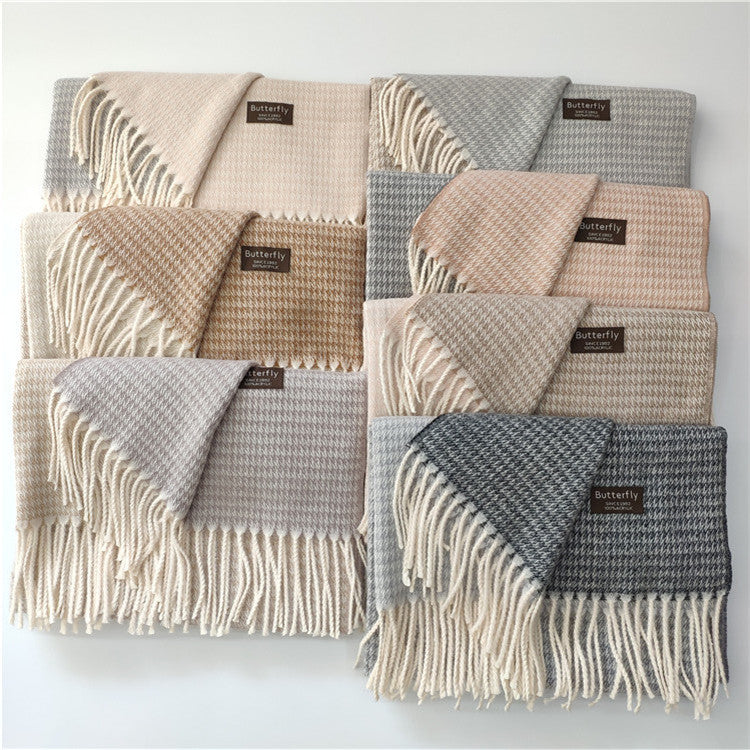 Tie-dye faux cashmere tassel scarf, view 3 - MRSLM