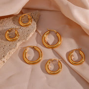 gold-plated stainless steel hoop earrings, view 10 - MRSLM