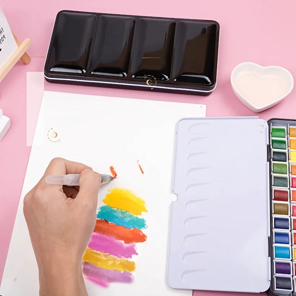 48 Colors Watercolor Paint Set with Water Brushes - Perfect for Artists &amp; Beginners