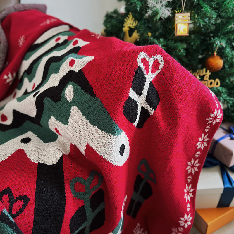 christmas tree knitted blanket, view 4 - MRSLM