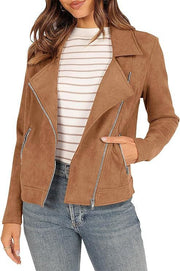 deerskin velvet motorcycle jacket with zipper pockets, view 10 - MRSLM