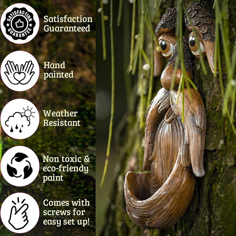 old man tree face hugger garden art, view 5 - MRSLM
