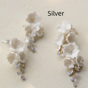 handmade ceramic flower earrings, view 7 - MRSLM
