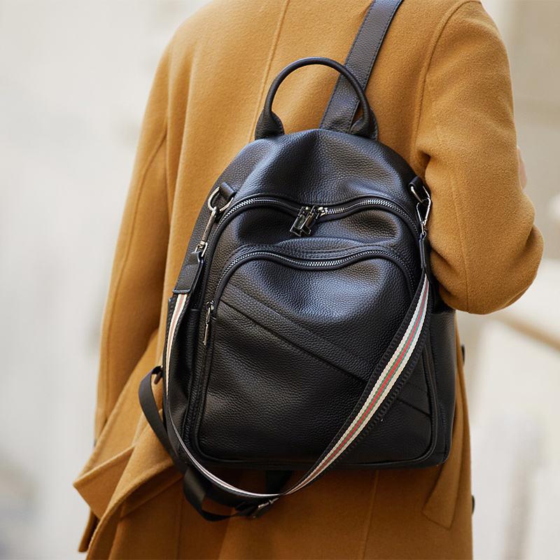 genuine leather plaid backpack - MRSLM