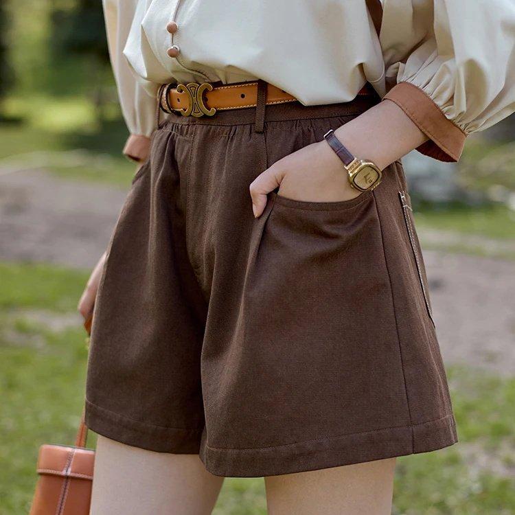 women's high-waisted loose shorts - MRSLM