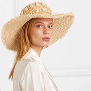 raffia sun hat with shell accents - MRSLM