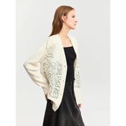 Wool V-neck embroidered cardigan, view 5 - MRSLM