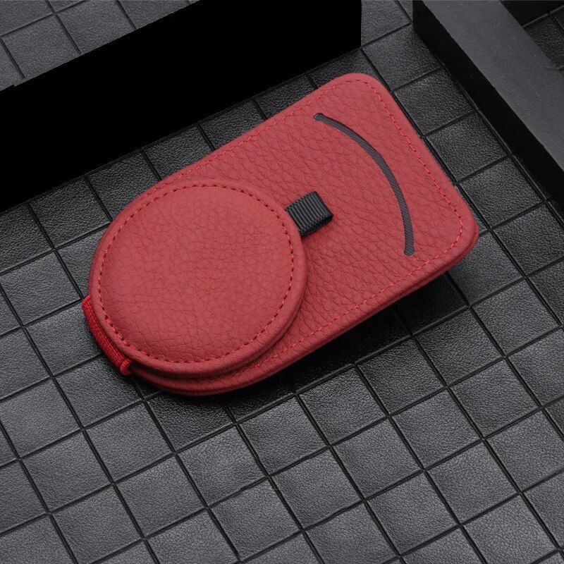 Leather car visor sunglass and card holder, view 6 - MRSLM