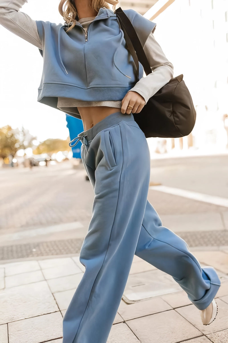 women's hooded crop top and pants set, view 7 - MRSLM