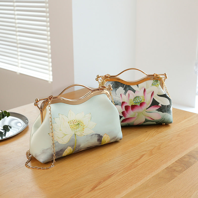 printed shell crossbody clutch bag, view 5 - MRSLM