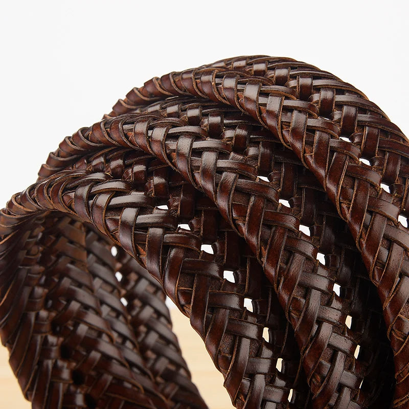 men's genuine leather braided belt, view 6 - MRSLM