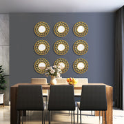 gold floral round wall mirror, view 5 - MRSLM