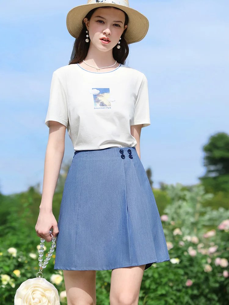 high-waist pleated wide leg skort, view 3 - MRSLM