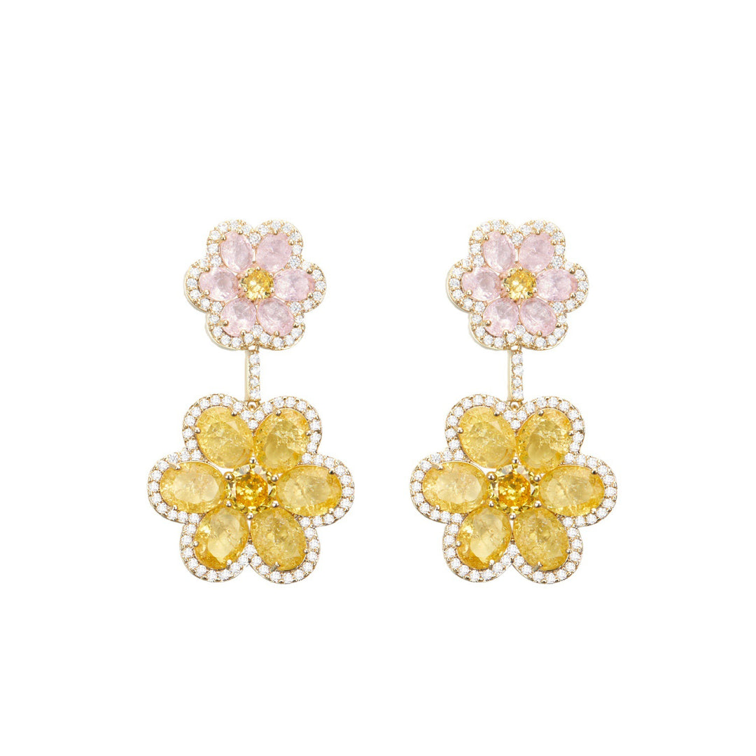 Double Flower Exquisite Light Luxury Earrings