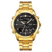 men's double display steel watch, view 5 - MRSLM