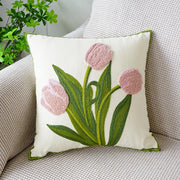 floral embroidered tulip and orchid cushion cover, view 5 - MRSLM