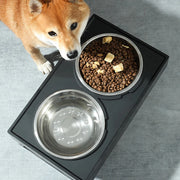 stainless steel elevated pet bowls with slow food bowl, view 6 - MRSLM