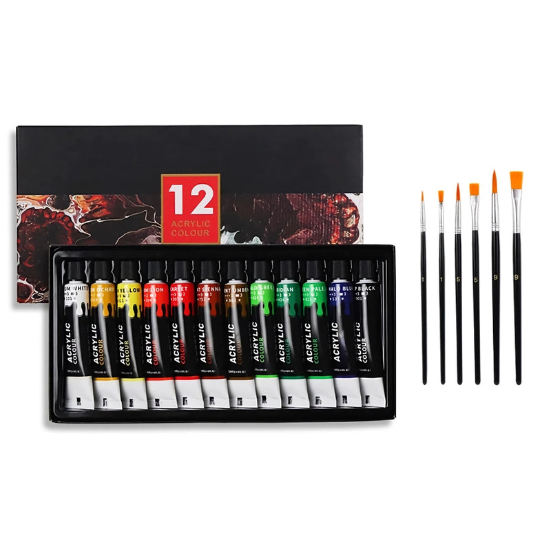 acrylic paint set 24 colors with brushes, view 3 - MRSLM