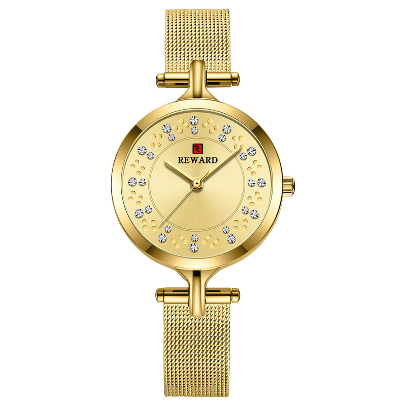 ladies rhinestone mesh strap quartz watch - MRSLM
