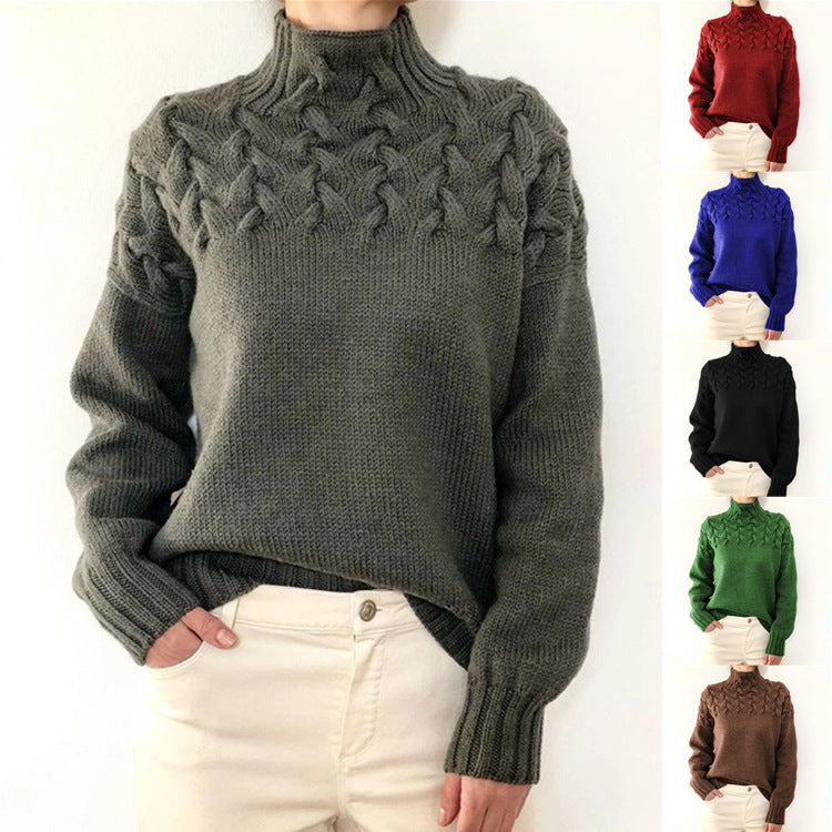 cable woven high collar sweater - MRSLM