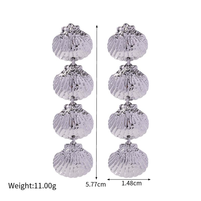 gold plated shell earrings, view 3 - MRSLM